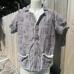 Vintage Pilgrim Sears Sportswear Terry Cloth Pool Patio Beach Shirt Men's Medium